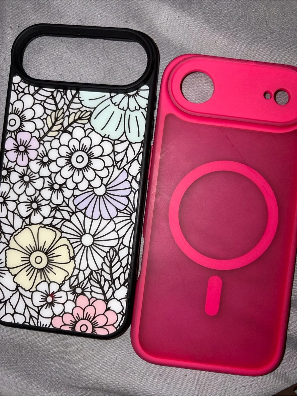 Pink MagSafe-Compatible Phone Case with Floral Decorative Shell